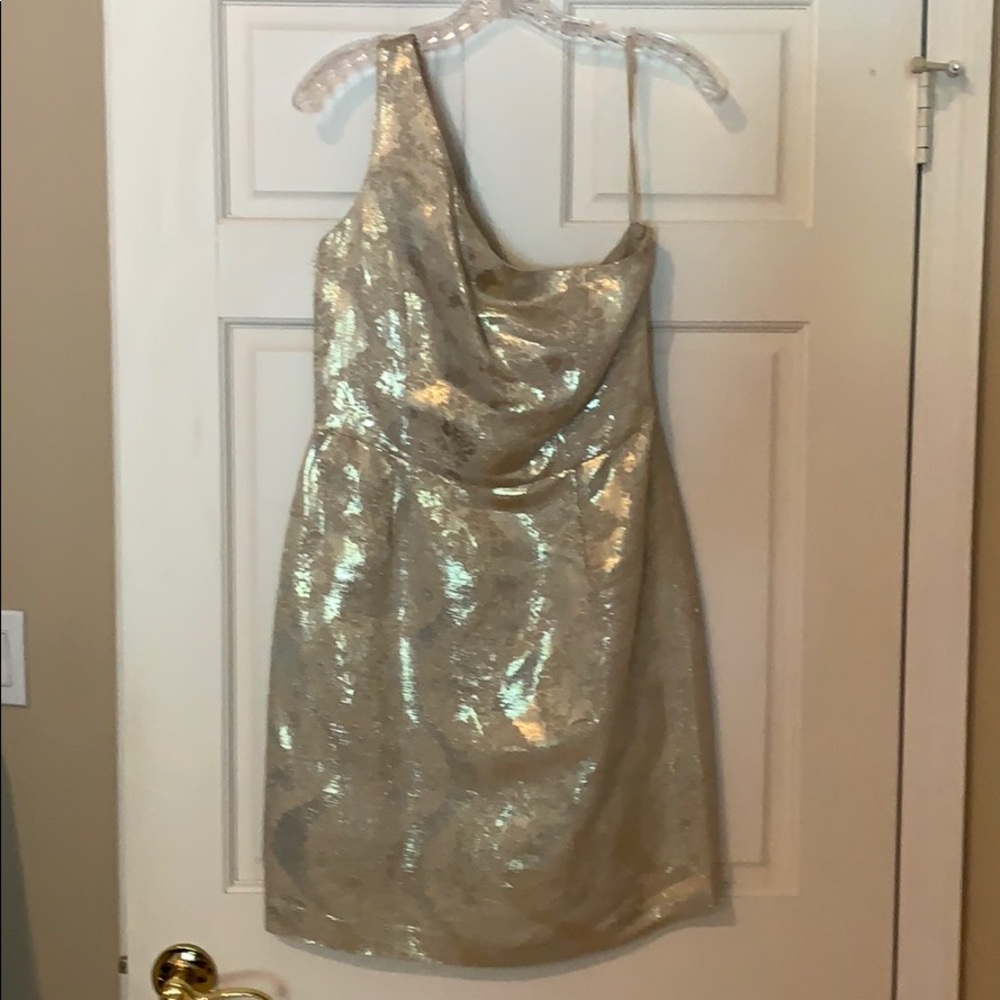 Tory Burch one shoulder gold dress NEW!